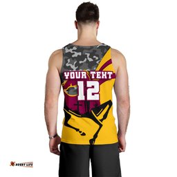 (Custom Personalised) Brisbane Broncos Men's Tank Top Anzac Day - Camo Style