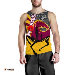 (Custom Personalised) Brisbane Broncos Men's Tank Top Anzac Day - Camo Style