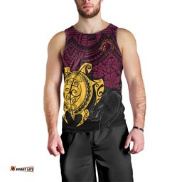Custom Broncos Rugby Men Tank Top Brisbane Hibiscus and Turtle With Polynesian Pattern