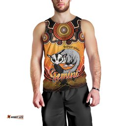 Personalised Australia Gemini Sugar Gilder Zodiac Men Tank Top Auz Astrology Aboriginal - Red