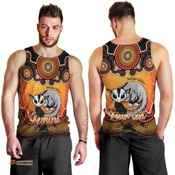Personalised Australia Gemini Sugar Gilder Zodiac Men Tank Top Auz Astrology Aboriginal - Red