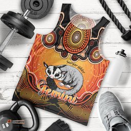 Personalised Australia Gemini Sugar Gilder Zodiac Men Tank Top Auz Astrology Aboriginal - Red