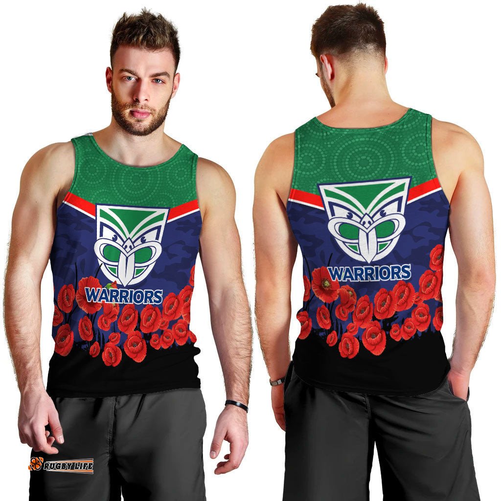 New Zealand Warriors Anzac Day Indigenous Art Men Tank Top -