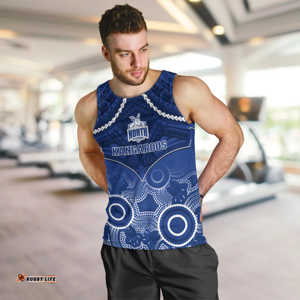 North Melbourne Football Men Tank Top Kangaroos Aboriginal Mix Polynesian Pattern
