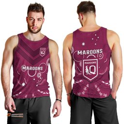 Maroons Rugby Men Tank Top QLD Aboriginal Art