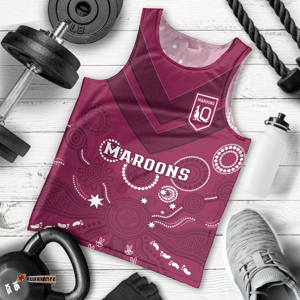 Maroons Rugby Men Tank Top QLD Aboriginal Art