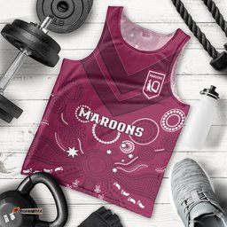 Maroons Rugby Men Tank Top QLD Aboriginal Art