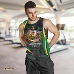 (Custom Text) Men's Tank Top  - Australia Coat of Arms Aussie Spirit (Green)