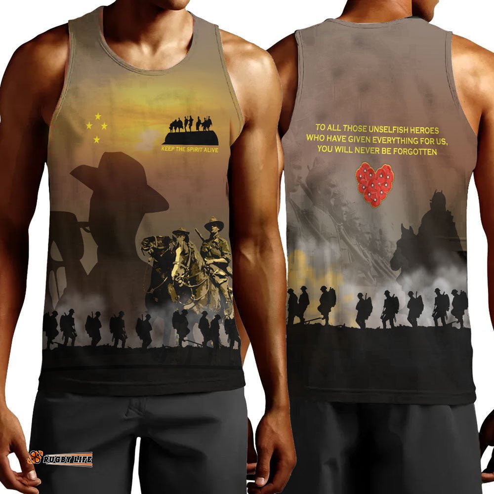 Vibe Hoodie Clothing - Anzac Day Keep The Spirit Alive Men Tank Top