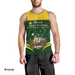 Personalised 12 June Australia King Birthday Men Tank Top Aboriginal National Color