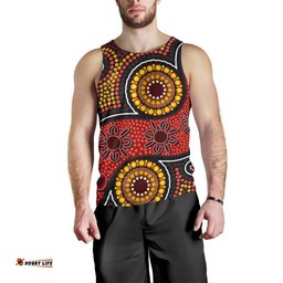 Aboriginal Men's Tank Top - Indigenous Circle Dot Painting Style-