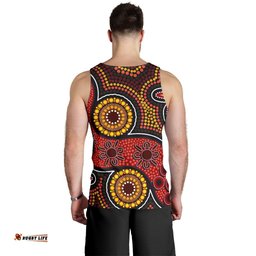 Aboriginal Men's Tank Top - Indigenous Circle Dot Painting Style-