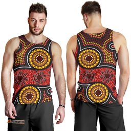 Aboriginal Men's Tank Top - Indigenous Circle Dot Painting Style-
