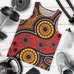 Aboriginal Men's Tank Top - Indigenous Circle Dot Painting Style-