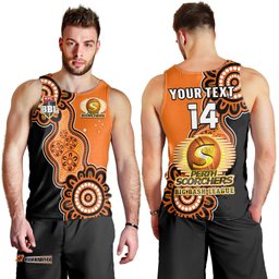 (Custom Text And Number) Perth Scorchers Cricket Men Tank Top Champions BBL Indigenous Art Ver.03