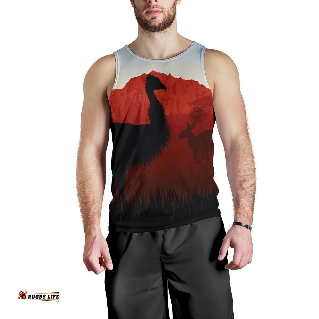 Men's Tank Top - Australian Nature with Emu and Kangaroo
