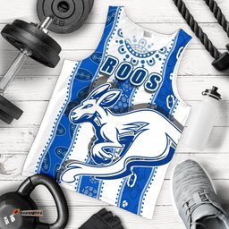 Melbourne Kangaroos Men Tank Top Indigenous North - Roos White