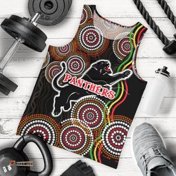Panthers Black Men Tank Top Indigenous Penrith Version