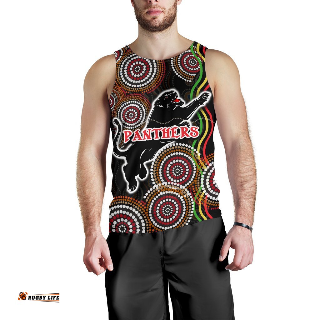 Panthers Black Men Tank Top Indigenous Penrith Version