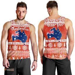(Custom Personalised) Australia Men Tank Top Australian Map Aboriginal Painting Merry Christmas