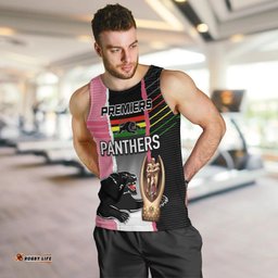 Personalised Panther Rugby NRL Premiers Men Tank Top Panther Pride Black & Pink Sporty Vibe
