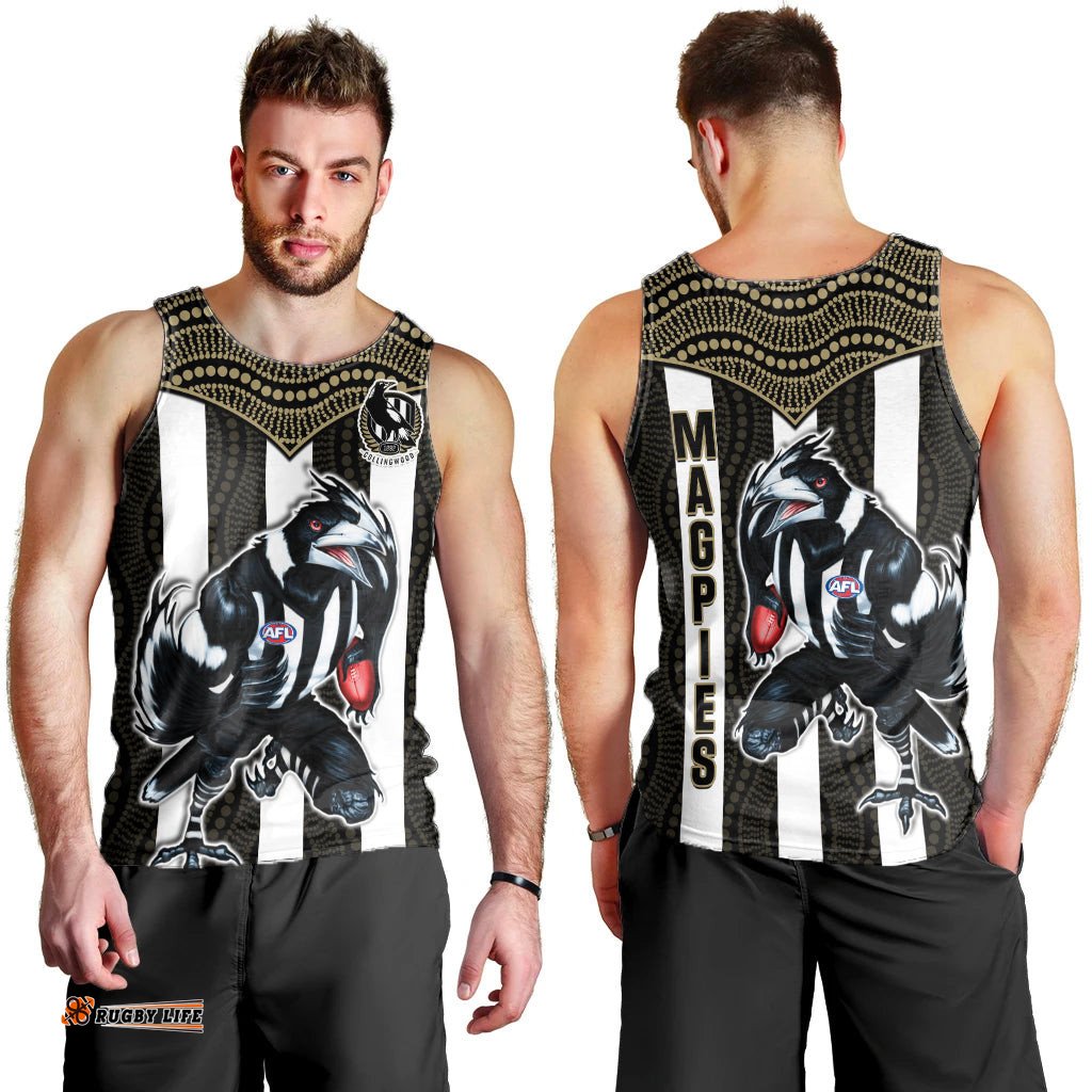 Magpies Football Men Tank Top Collingwood 1892 Indigenous Sporty Style