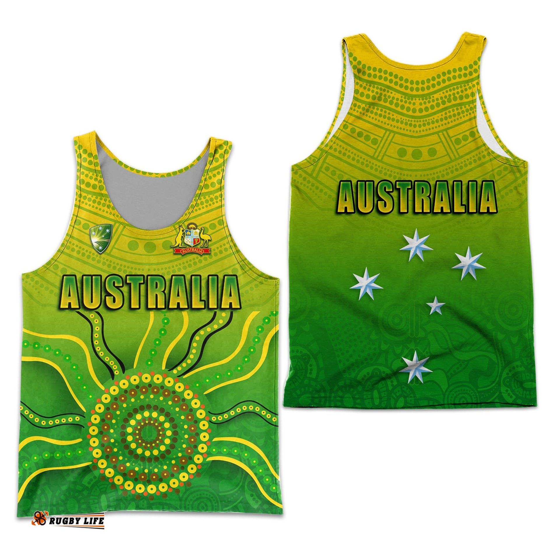 Cricket Australia Indigenous Aboriginal Men Tank Top Boomerang Dot Painting Style