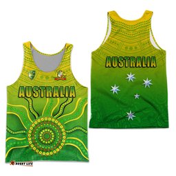 Cricket Australia Indigenous Aboriginal Men Tank Top Boomerang Dot Painting Style