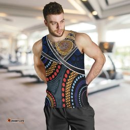 Australia Men Tank Top -  Aboriginal Dot Panting Art With Snake