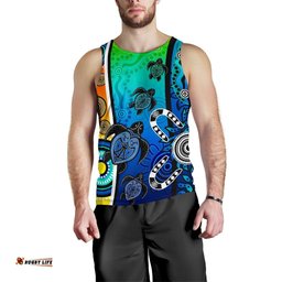 Aboriginal Men's Tank Top  - Indigenous Turtle Dot Painting Art