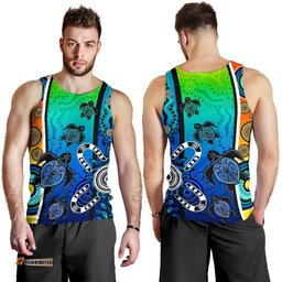 Aboriginal Men's Tank Top  - Indigenous Turtle Dot Painting Art