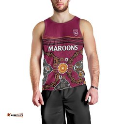 (Custom Text And Number) QLD Maroons Rugby Men Tank Top Queensland Aboriginal Origin
