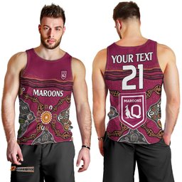 (Custom Text And Number) QLD Maroons Rugby Men Tank Top Queensland Aboriginal Origin
