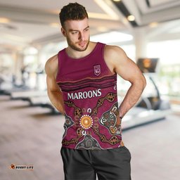 (Custom Text And Number) QLD Maroons Rugby Men Tank Top Queensland Aboriginal Origin