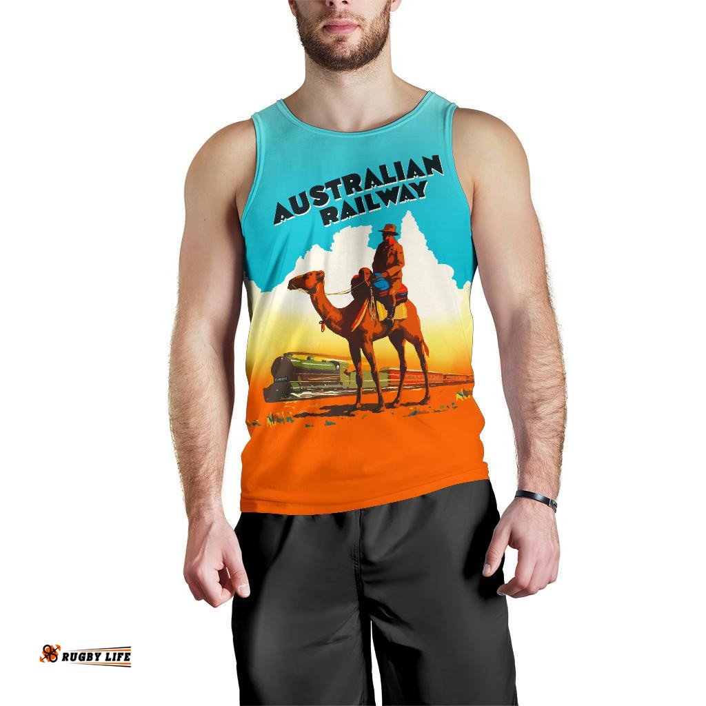Men Tank Top - Camel Mens Tank Australian Railway