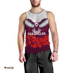 (Custom Personalised) Sea Eagles Anzac Day Indigenous Art Men Tank Top -