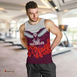(Custom Personalised) Sea Eagles Anzac Day Indigenous Art Men Tank Top -