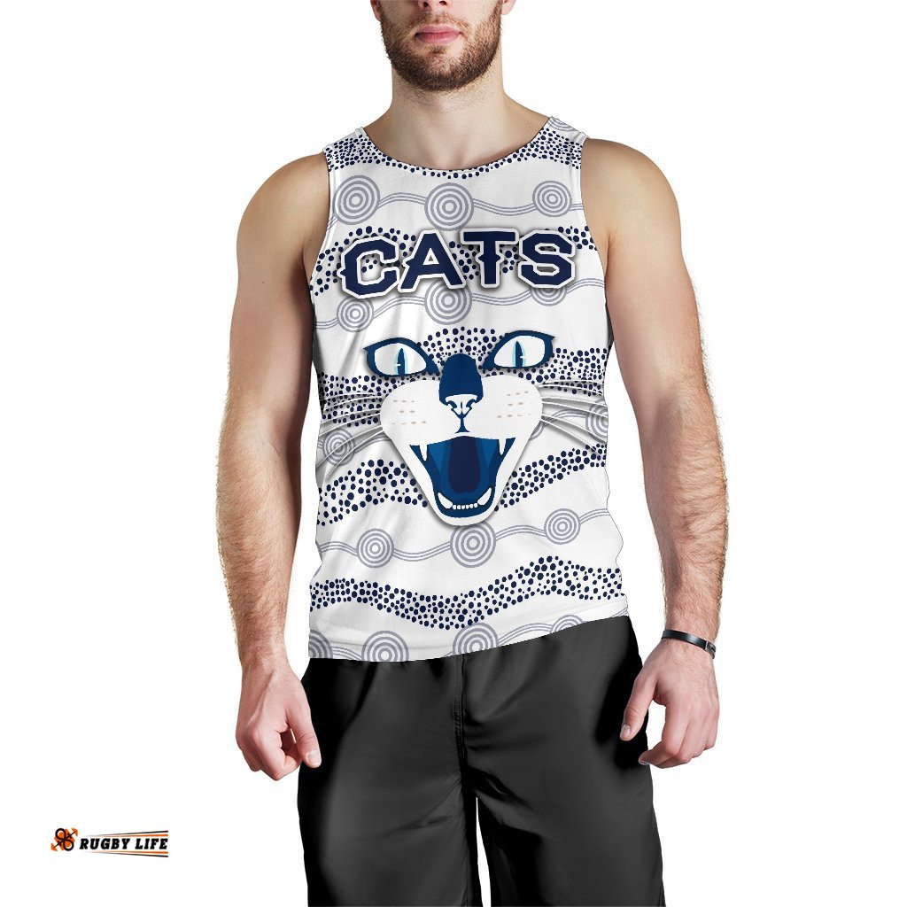 Geelong Men Tank Top Cats Indigenous - White