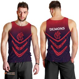 Melbourne Demons Men Tank Top - Aboriginal Dot Painting -