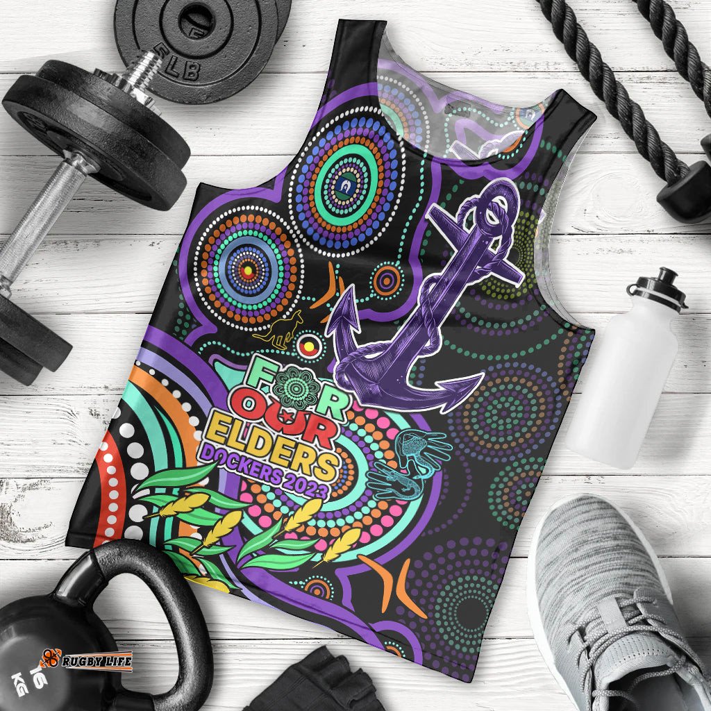 Dockers Football Aboriginal Art Men Tank Top NAIDOC Indigenous Tribal