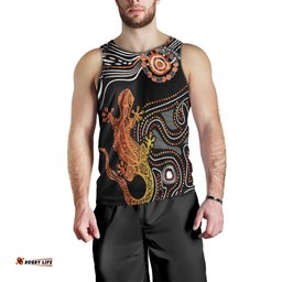 Aboriginal Men's Tank Top - Lizard Sunshine
