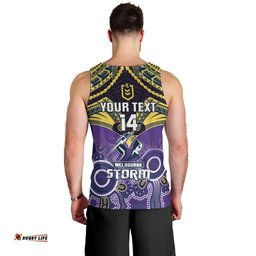 Personalised Storm Rugby Men Tank Top Go Melbourne Aboriginal Mix Polynesian Pattern