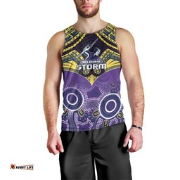 Personalised Storm Rugby Men Tank Top Go Melbourne Aboriginal Mix Polynesian Pattern