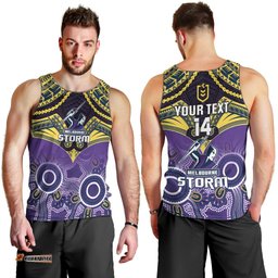 Personalised Storm Rugby Men Tank Top Go Melbourne Aboriginal Mix Polynesian Pattern