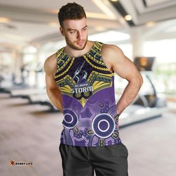 Personalised Storm Rugby Men Tank Top Go Melbourne Aboriginal Mix Polynesian Pattern