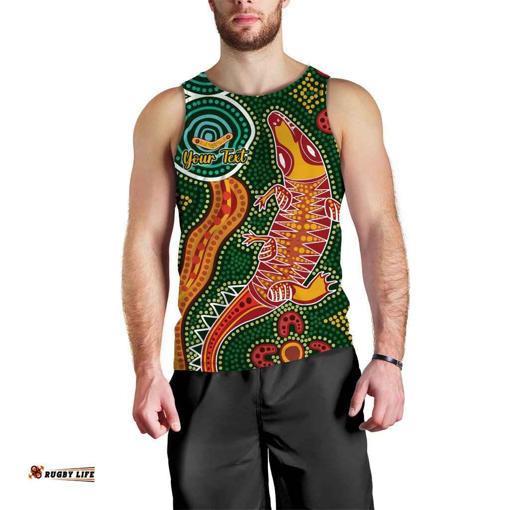 (Custom Personalised) Aboriginal Art Crocodile Men Tank Top You Are Number One
