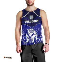 Personalised Bulldogs Rugby Men Tank Top Go Doggies Aboriginal Mix Polynesian Pattern