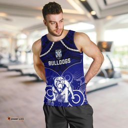 Personalised Bulldogs Rugby Men Tank Top Go Doggies Aboriginal Mix Polynesian Pattern