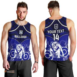 Personalised Bulldogs Rugby Men Tank Top Go Doggies Aboriginal Mix Polynesian Pattern