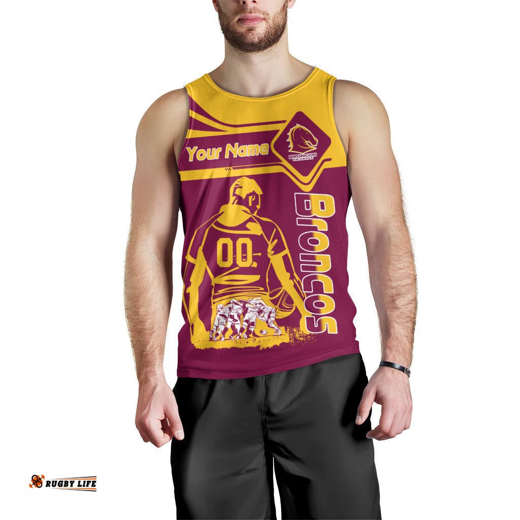 Brisbane Broncos Tank Top Personalized Pentagon Style- NRL